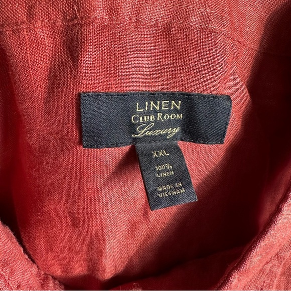 NWT CLUB ROOM 100% LINEN MEN'S LUXURY BUTTON DOWNSHIRT IN RED SANDALWOOD XXL - Picture 2 of 6